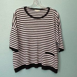 Eileen Fisher ribbed drop-shoulder oversized boxy striped sweater tee